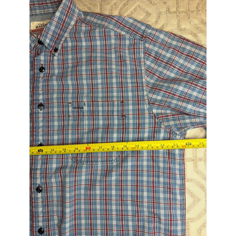 Eddie Bauer Sport Shop Mens Vintage Plaid‎ Button Down Shirt Blue Red White M - Picture 6 of 8
